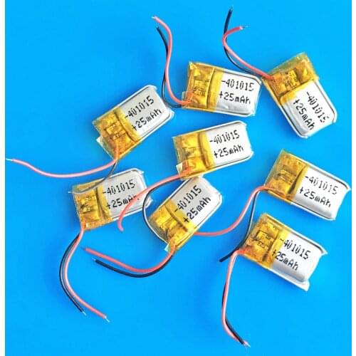 8 pcs 25mAh lipo small size rechargeable battery lithium polymer for MP3 bluetooth pen MID headset headphon video pen 401015