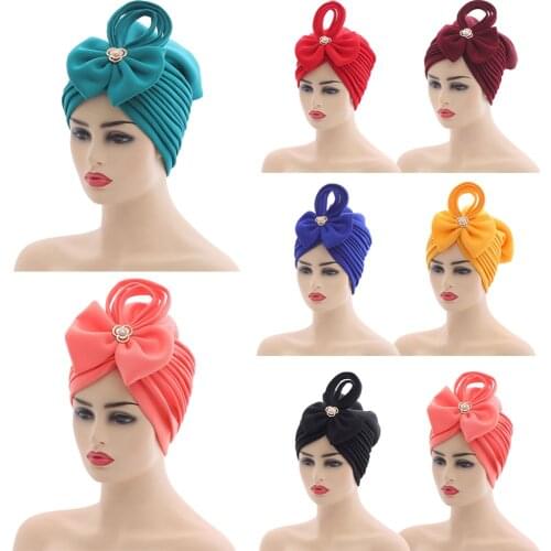 African Auto Gele Headtie Nigerian Bow Turban Hat for Women Female Headwrap Ready to Wear Hijab Caps Muslim Headscarf Bonnet