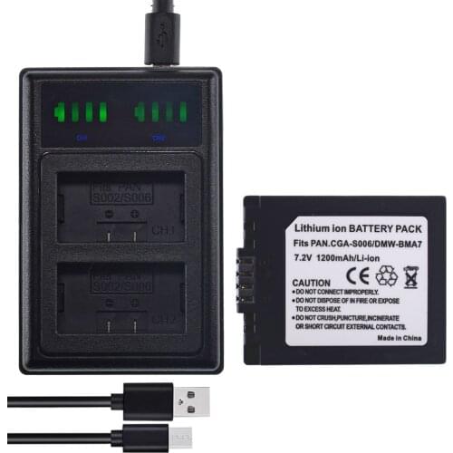 Battery + USB Dual Charger for Panasonic Lumix DMC-FZ7 FZ18 FZ50S FZ30 FZ35 CGA-S006E S006 S006A/1B