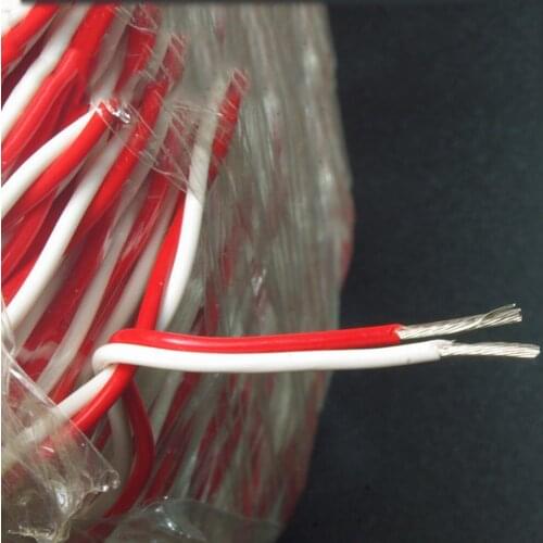 Audio Line Telflon silver-plated wire twisted pair outer diameter 1.9MM red white Connecting electric Line for Speakers