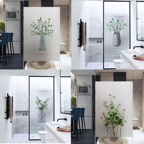 No glue Plant Glass film Frosted Privacy Glass Door Sticker Home Decor Digital print Fashion Modern