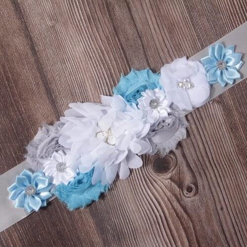 Boutique Alloy Floral Maternity Belt Big Chiffon Flower Women Waistband Fashion Bridesmaid Dress Accessories Wedding Decoration