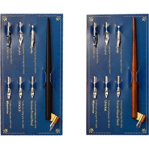 Wood Manga Calligraphy Dip Pen Holder with 6 Nibs Set for Lettering Skiching Art Comic Drawing Painting Tools Kit