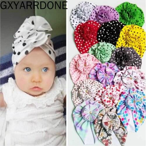 Children Kids Bow Cap Baby Hat Newborn Girls Clothes Accessories Infant Beanie Turban Solid Color Corn Grain Flower Round Hat