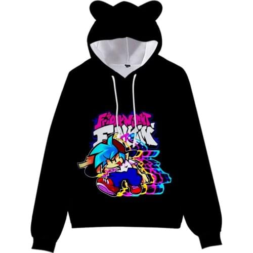 Anime Friday Night Funkin Kids Hoodie for Boys Girls Harajuku Sweatshirt Kawaii Cat Ear Pullover Hooded Jacket Children Clothes