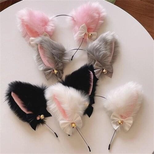 15 Colors Beautiful Masquerade Halloween Cat Ears Cosplay Cat Ear Party Costume Bow Tie Bell Headwear Headband Hair Accessories