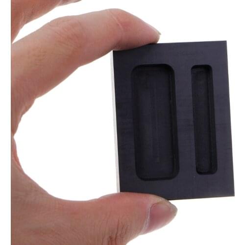 Graphite Crucible Ingot Mold Two Hole Silver Loaf Bar Metal Melting Casting Tool