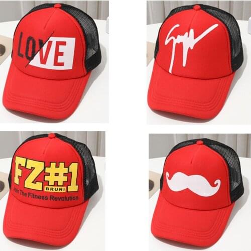 Red Hats Men Cartoon Breathable Baseball Cap Outdoor Travel Mesh Casual Trucker Cap Hip Hop Snapback Hat For Women