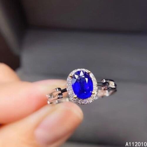 KJJEAXCMY fine jewelry 925 sterling silver inlaid natural sapphire trendy new Womans adjustable ring Support test hot selling