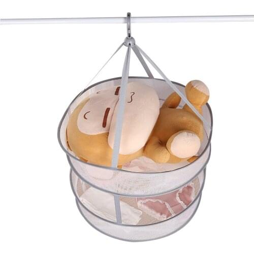 Household laundry basket edging foldable windproof clothes net underwear socks clothes drying net double net bag artifact