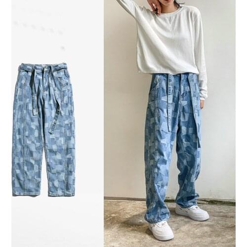 2021 Autumn Blue Baggy Jeans Men Streetwear Multi-Pockets Cargo Pants Men Joggers Jean Trousers
