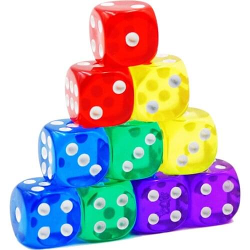 10PCS/Set Dice Set Transparent Dice Set for Table Board Games 16mm Fine Craft Fine Colors Joy Provider Perfect Gadget best gift