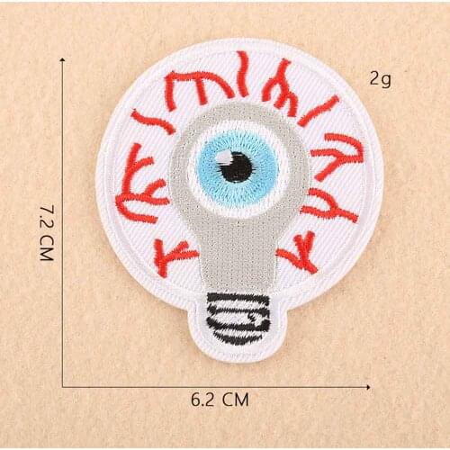 Bulb In Eye Full Embroidery Iron On Embroidered Clothes Patches For Clothing Stickers Garment Wholesale