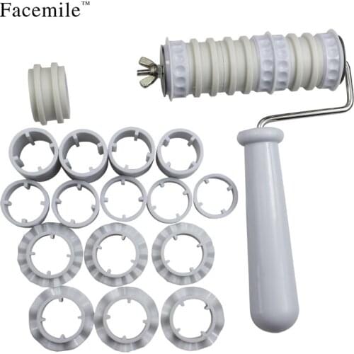 Fondant Strip Ribbon Cutter Sugarcraft Gift Decorating Tools Plastic Gift Rolling Pin Embosser Roller Set Baking Tools