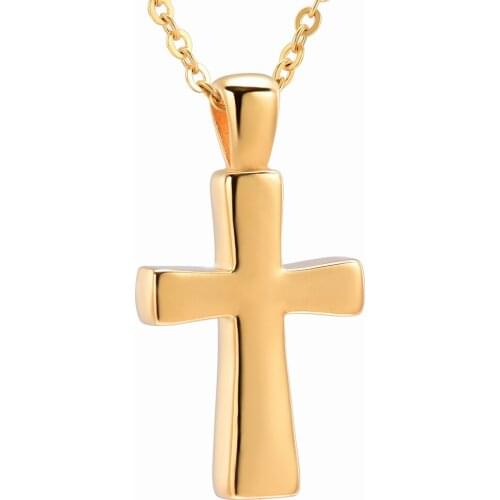 Plain Cross Stainless Steel Cremation Urn Necklace Memorial Cremains Holder Free Engrave Religion Crucifix Keepsake Urn Jewelry