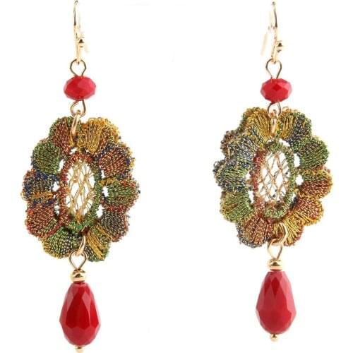 Pendientes Fashion Statement Earrings for Women Colorful Lace Earrings Bohemian Crystal Earrings Fashion Gifts Wholesale