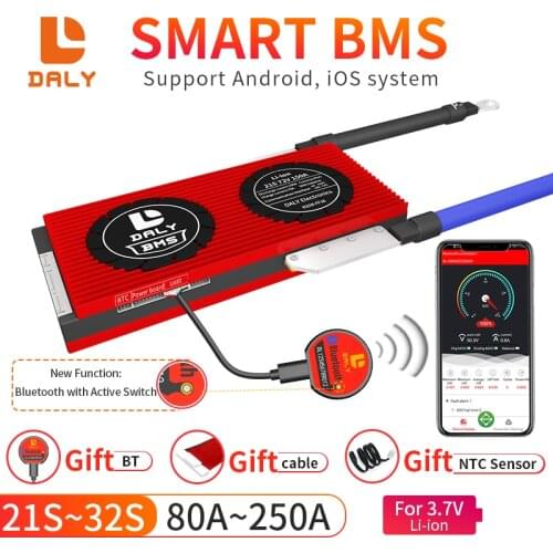 Daly BMS 18650 lithium battery Pack Li ion 7S smart bms 24V 30A 40A 60A with UART RS485 USB cable for solar battery bms