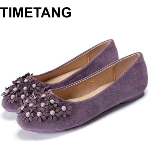TIMETANG Large size 34-43 women flats round toe without lace flat shoes rivet moccasins comfortable woman shoes ballerinas