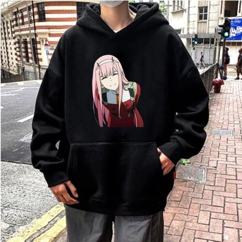 DARLING In FRANXX Anime Zero Two Printing Hoodies Streetwear Kawaii Costume Harajuku Pullover For Men/Women Oversized Hoodies