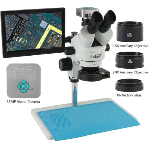 10.1" LCD 3.5-45X 36MP HDMI USB HD Digital Camera Trinocular Microscope Multifunctional Workbench Repair Mobile Phone Tools