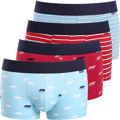 Pink Heroes Underwear Mens panties Shorts Printed series Comfortable Breathable U-shaped Pouch Fashion Underpants Cotton