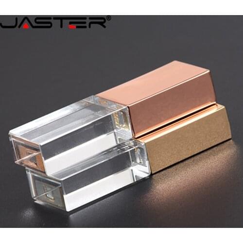JASTERS Crystal usb sticks 3D print custom logo 4GB 8GB 16GGB 32GB 64GB usb flash pen drive transparent glass