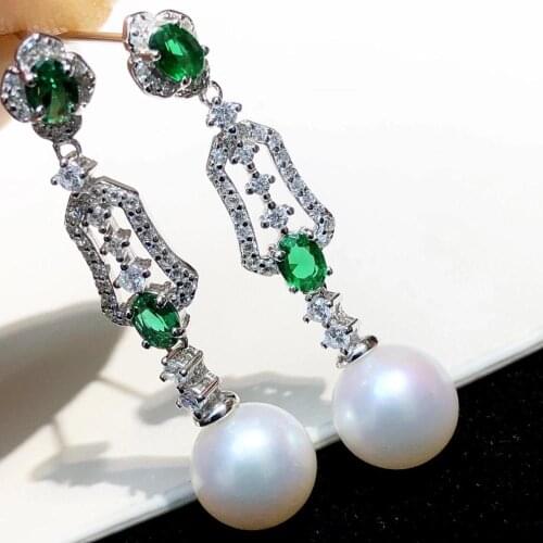 Party Jewelry 925 Sterling Silver Earrings Findings Settings Base Mountings Parts Mounts for Pearls Agate Crystal Stones Jade