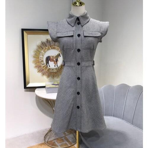 Ladies 2021 fashion new long sleeve lapel sequin flower pleated dress 0107