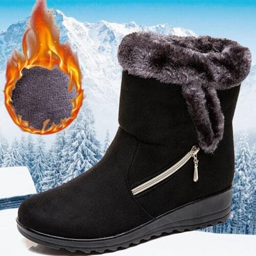 Winter Women Boots Black Platform Boots For Women Keep Warm Women Shoes Soft Bottom Boots Women Zipper Design Ladies Flat Shoes