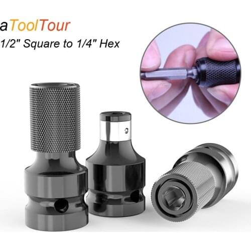 1/2" Square To 1/4" Hex Ratchet Socket Wrench Socket Adapter Quick Release Chuck Spanner Drive Converter Impact Conversion Tool