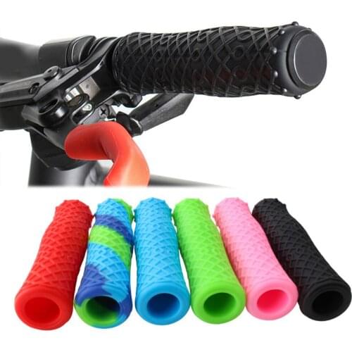 1 Pair Cycling Handlebar Bicycle Grips MTB Silicone Handlebar Cover Anti-skid Shock-absorbing Soft Bike Grips