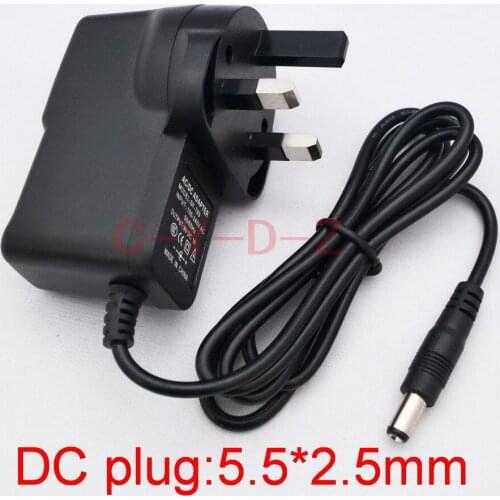 1PCS 5V2A AC 100V-240V Converter Adapter DC 5V 2A Power Supply 2000mA UK 3 Plug DC 5.5mm x 2.1-2.5mm