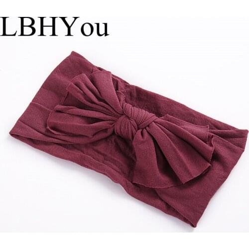 1pc Knot bow Nylon Headbands Newborn Baby Girls Stretchy Wide Bows Nylon Turban Head Wraps Baby Girls Hair Accessories