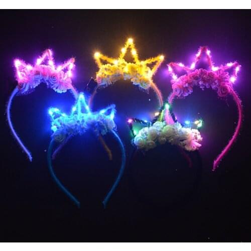 10pcs LED Glowing Blinking Crown Tiara Headband Women Girl Flashing Hairband Wedding Birthday Party Gift Christmas Halloween