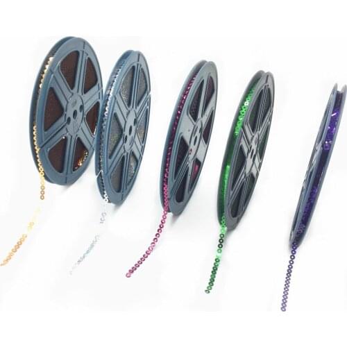 12pcs High Quality Garments spare parts 5mm flat glitter Sequins length 95meters per reel sequins roll disk reel for sale