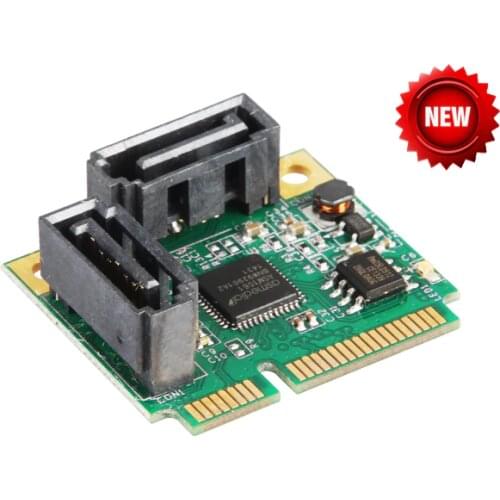 2 Ports SATA 6G mini PCI Express Controller Card mini PCI-e to SATA III 3.0 converter half-size to full-size bracket SATA3.0
