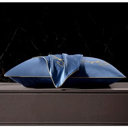 2pcs Set Solid color pillowcase 60 long-staple cotton Pillowcases for Hotel Home Satin Silk Throw Pillow cover 48x74cm