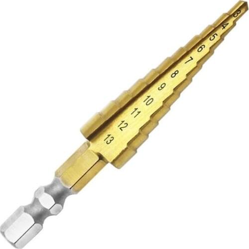 3-13mm HSS Titanium Coated Step Drill Bit Cone Hex Shank Reaming Power Tools for Metal Wood