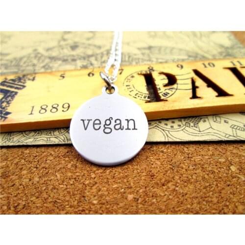 3pcs/lot Fashion stainless steel necklace "vegan" Charms Pendant necklace Jewelry Gift more style for choosing