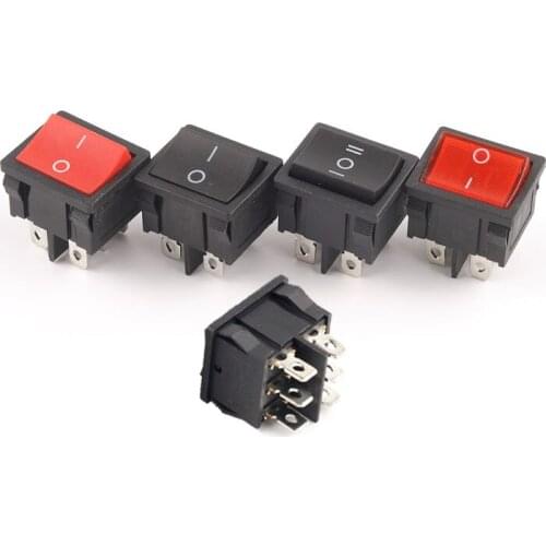 5PCS 24*21mm 4/6 Pin 2/3 Position 6A/10A 250V/125V ON-OFF/ON-OFF-ON/ON-ON Electric Power Switch Rocker Switch Red /Black