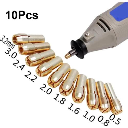 10pcs Mini Brass Copper Collets Chucks for Twist Drill Motor Shaft Grinder