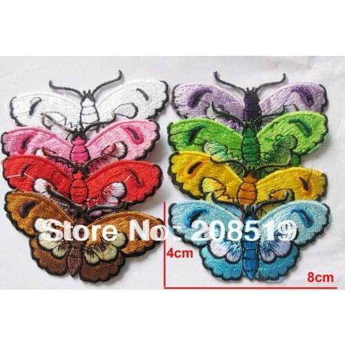 AE045 fashion patch iron on butterfly 40pcs mixed 8cm*4cm high quality patches for clothes