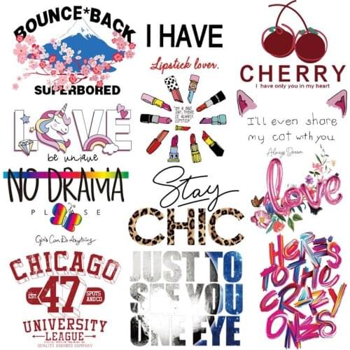 Prajna Cartoon Letter Applique Iron-On Transfers For Clothes Vinyl Heat Transfer Stickers T-shirt Thermal Patches For Clothing