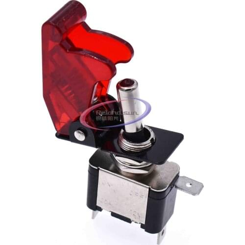 Car Auto Cover Racing Red LED SPST On Off Aircraft Type Toggle Switch Control Flip Cover 12V 20A