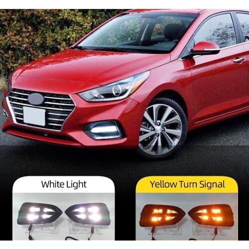 Car Flashing 1 Set For Hyundai Solaris Accent 2017 2018 2019 Car DRL Lamp Waterproof LED Daytime Running Light Fog lamp cover