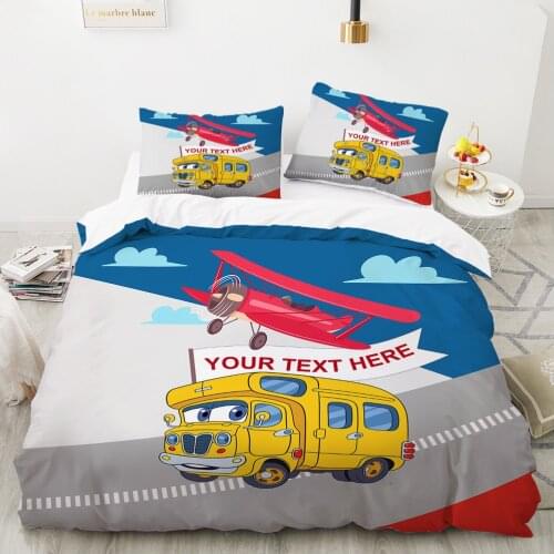 Car Cartoon Kids Bedding set for children baby girls Duvet cover set pillow case Bed linens Quilt cover 240x220 140x200 text