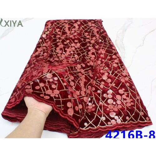 Velvet Lace Fabric African Sequin Lace Fabric High Quality Lace with Sequins French Nigerian Lace Fabrics for Sewing APW4216B