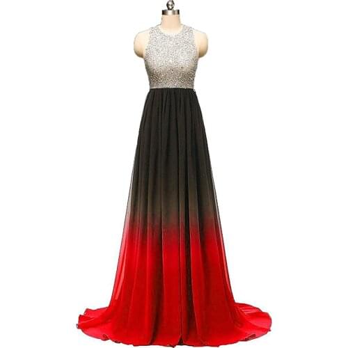 Bealegantom Scoop Gradient Evening Dresses 2021 For Women With Beaded Sequin Long Ombre Formal Party Gown Vestidos QA1582