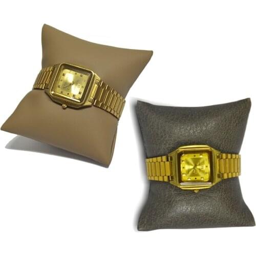 Big Sale Fashion Jewelry Display Cushion Soft Silver Leatherette Bracelet Watch Pillow Khaki Bangle Cushion Holder Stand Medium