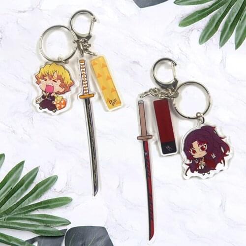 Anime Demon Slayer Kimetsu No Yaiba Keychain Kamado Tanjirou Kamado-Nezuko Acrylic Key Chain Backpack Clothes Pendant Keyring